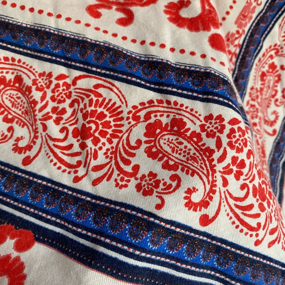 Style&com Asymmetrical Women's Sleeveless  Red/Tan Patterned Tribal Top tunic 1X - Picture 5 of 7